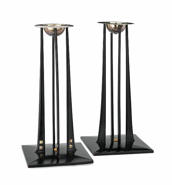 Candlestick, 1904 (ebonized wood, silver, mother-of-pearl)