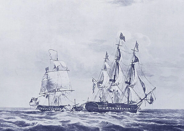 The Capture of the Java by The Constitution, 1812 (aquatint)