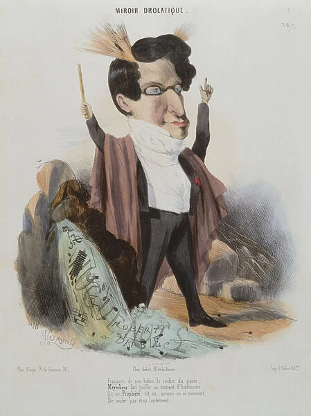 Caricature of Jakob Meyerbeer (1791-1864) German composer (colour litho)