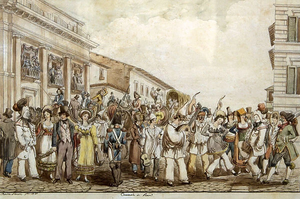 Carnival in Rome, 1830 (w / c on paper)
