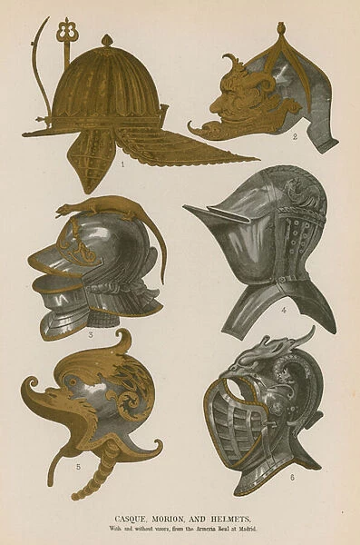 Casque, Morion, and Helmets (chromolitho)