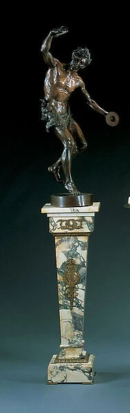 Cast after a model by Goldscheider, modelled as a dancing satyr playing the cymbals