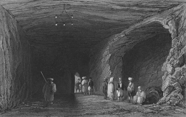 Cave of the School of the Prophets, in Mount Carmel (engraving)