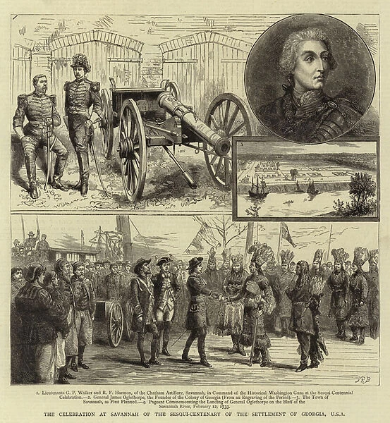 The Celebration at Savannah of the Sesqui-Centenary of the Settlement of Georgia, USA (engraving)