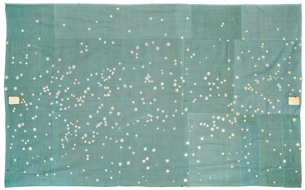 Celestial manuscript map, 1863 (cloth, embroidery & pen and ink on paper)