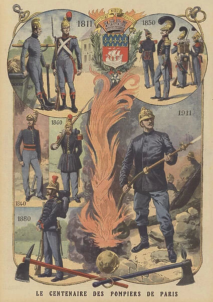 Centenary of the Paris fire brigade (colour litho)