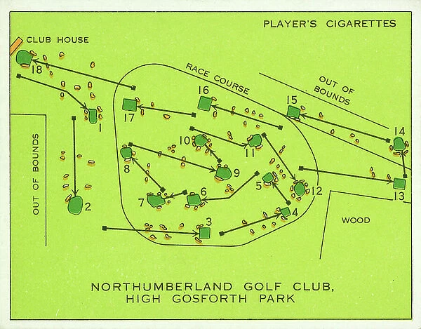 Championship Golf Courses: Northumberland Golf Club, High Gosforth Park (colour litho)