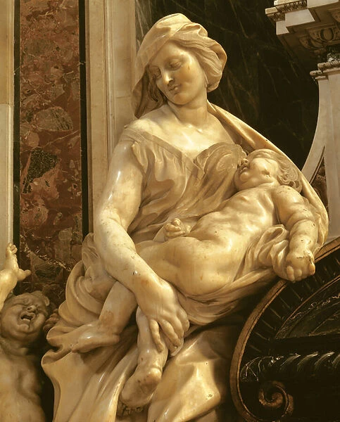 Detail of Charity, from the tomb of Urban VIII (marble)