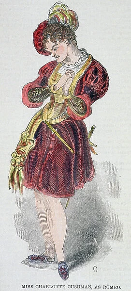 Charlotte Cushman (1816-76) in costume as Romeo, 1851 (engraving)