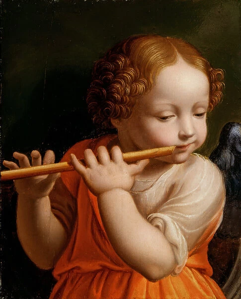 Child Angel Playing a Flute, c. 1500 (oil on canvas)