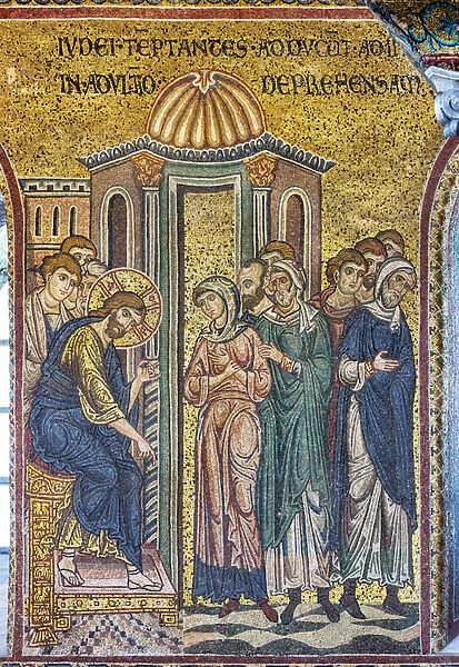 Christ and the Woman Taken in Adultery, Byzantine mosaic, Episodes from the life of Christ, XII-XIII centuries (mosaic)