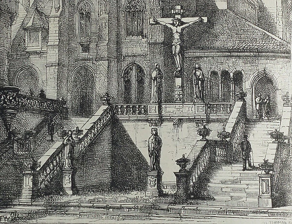Church at Aschaffenburg, 1870 (engraving)