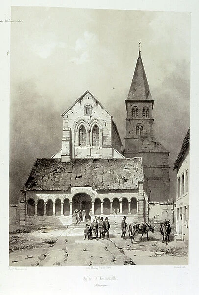 The church of Saint-Sauveur Hermonville, a Romanesque church built from the twelfth to the thirteenth century in Hermenonville in the department of Marne, France, 1857