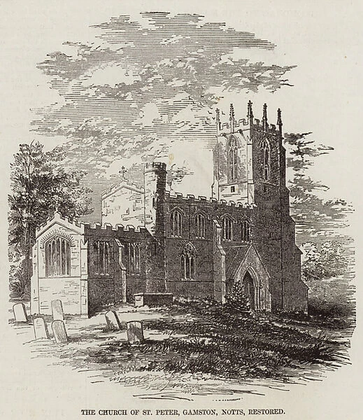 The Church of St Peter, Gamston, Nottinghamshire, restored (engraving)