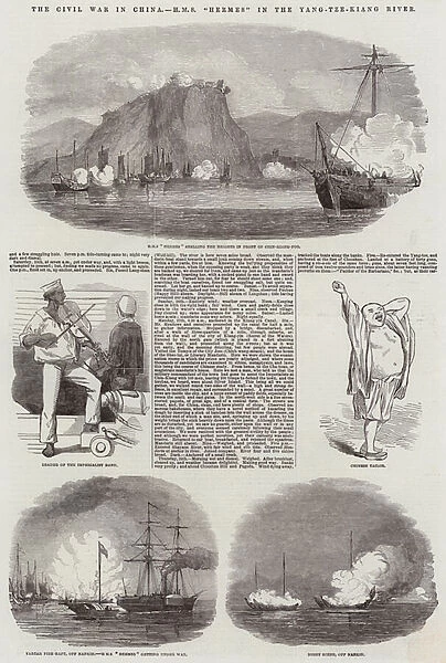 The Civil War in China, HMS 'Hermes'in the Yang-tze-Kiang River (engraving)