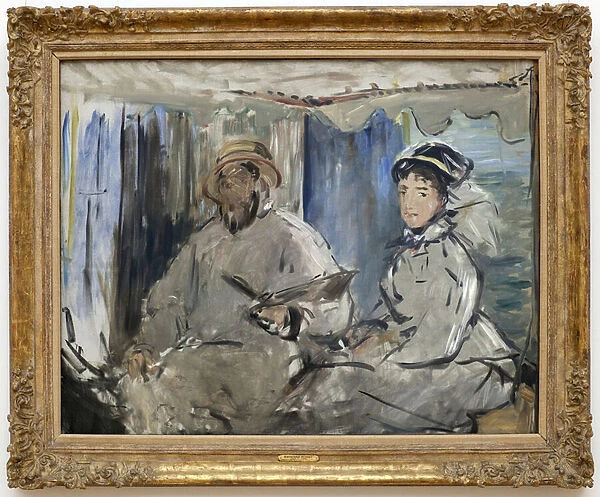 Claude Monet with his wife Camille, 1874 (oil on canvas)