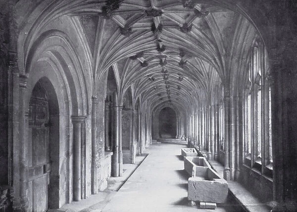 The Cloisters, Lacock Abbey (b  /  w photo)