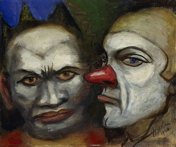 Two Clowns, 1940 (oil on masonite)