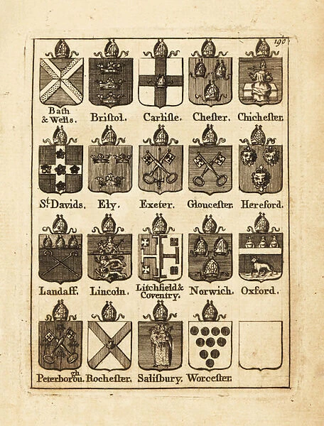 Coat of arms of the Bishops of Bath & Wells, Bristol, Carlisle, Chester, Chichester, etc