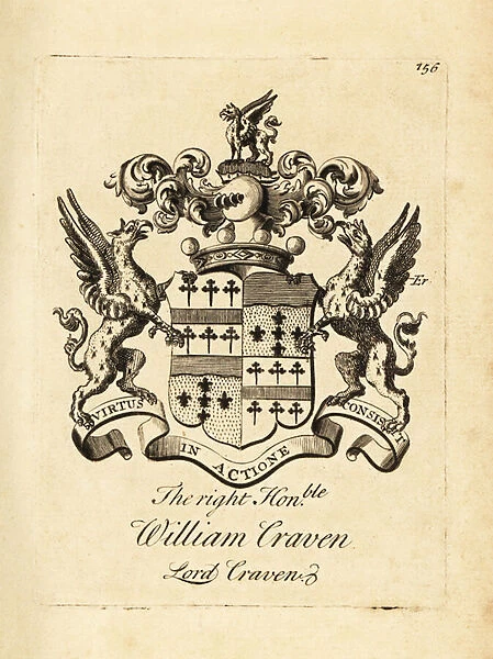 Coat of arms of the Right Honourable William Craven, Lord Craven, 3rd Baron Craven (1700-1739)