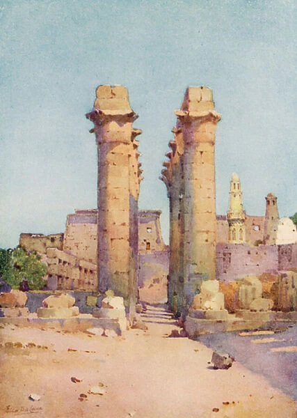 The Colonnade, Temple of Luxor (colour litho)