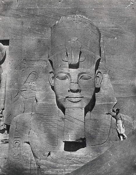 Colossal statue of Ramesses II at Abu Simbel, 1850 (b  /  w photo)