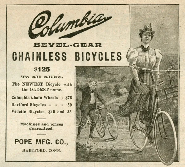 Columbia Bevel-Gear Chainless Bicycles, 1898 (engraving [magazine tearsheet])