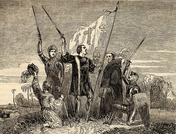 Columbus (1451-1506) Taking Possession, illustration from Tales of Travellers