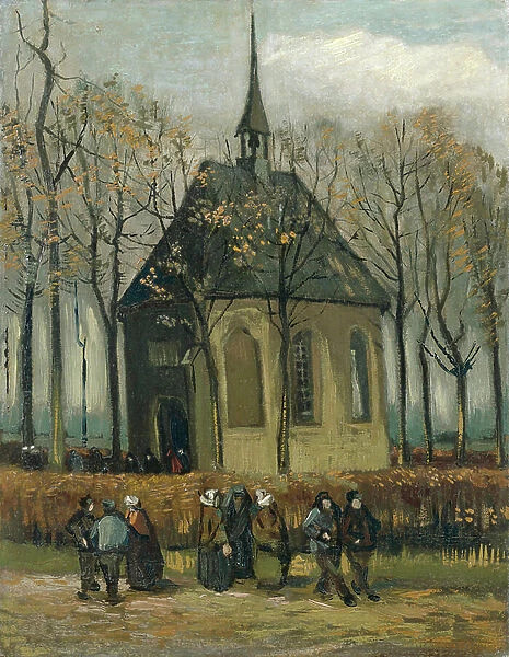 Congregation Leaving the Reformed Church in Nuenen, 1884-85 (oil on canvas)
