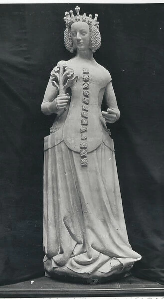 Copy of a statue of Isabella of Bavaria (1371-1435) (stone) (b  /  w photo)