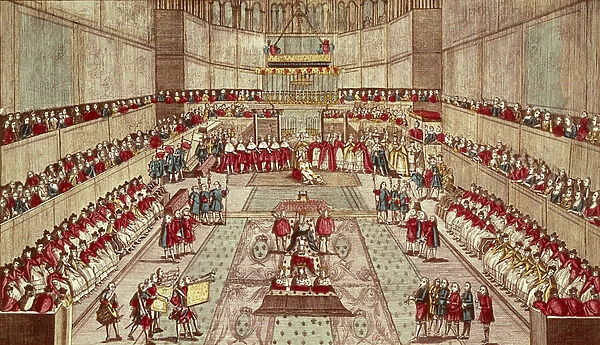 Coronation of Louis XVI at Reims Cathedral on 11 June, 1775 King of France (1774-1792). (Engraving)