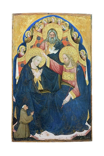 Coronation of the Virgin with donor of the franciscan order, Niccolo di Pietro, active in Venice 1394-1427 (tempera on wood)
