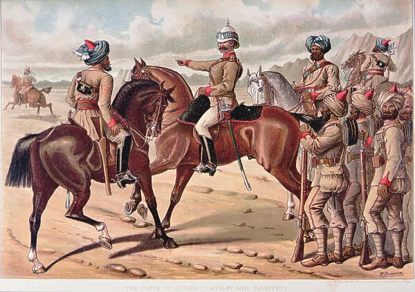The Corps of guides (Cavalry and Infantry), the Anglo-Indian Army of the 1880s (colour litho)