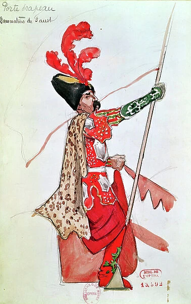 Costume design for a standard bearer from 'La Damnation de Faust' (1846) by Hector Berlioz (1803-69) 1906-08 (w / c on paper)