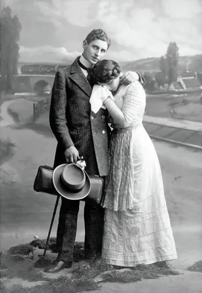 Early 20th Century Print: Couple in Love, circa 1915. Art Prints