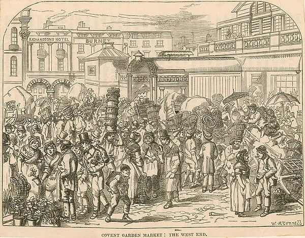 Covent Garden Market, London: the West End (engraving)