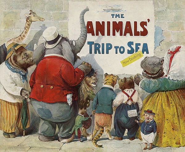 Cover illustration for The Animals' Trip to Sea (colour litho)