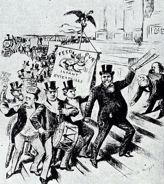Coxey's Army Cartoon, based on the protest marched by unemployed workers of the United States, led by Jacob Coxey