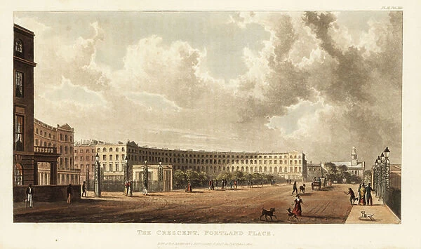 The Crescent built by architect John Nash at Portland Place, London, 1822