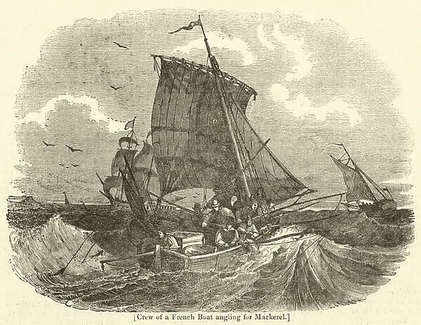 Crew of a French Boat angling for Mackerel (engraving)