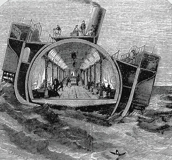 A cross-section of Henry Bessemer's cross-channel steamer, 1850