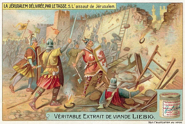 The Crusader assault on Jerusalem (chromolitho)