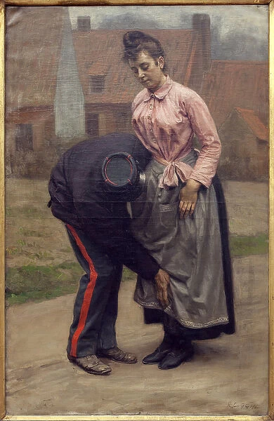 Customs search. Painting by Remy Cogghe (1854-1935), Oil On Canvas, 1890