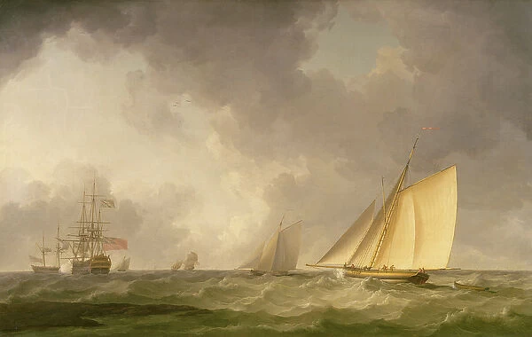 Cutter Close Hauled in a Fresh Breeze, with Other Shipping, c. 1750 (oil on canvas)