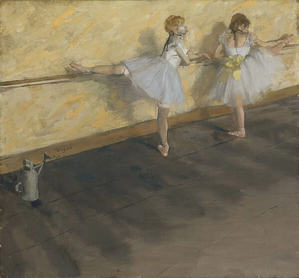 Dancers Practising at the Barre, 1877 (mixed media on canvas)