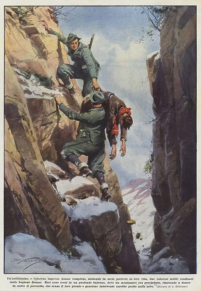 A very daring and valiant undertaking they have accomplished, putting their lives in serious danger... (colour litho)