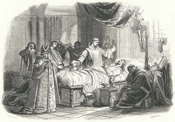 Death of Charlemagne, 814 (engraving)