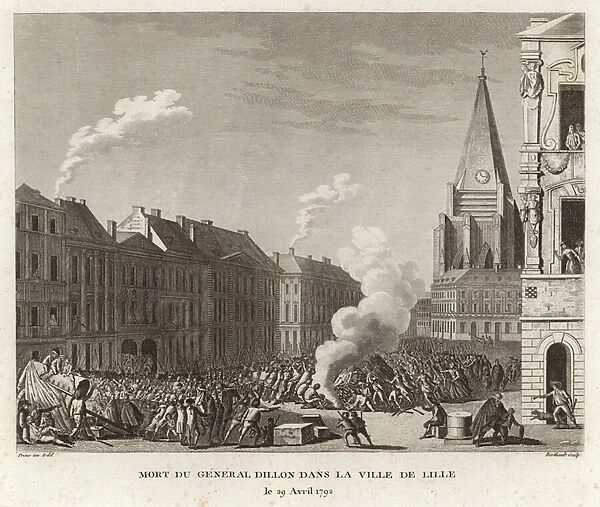 The death of General Dillon in the Ville de Lille (engraving)