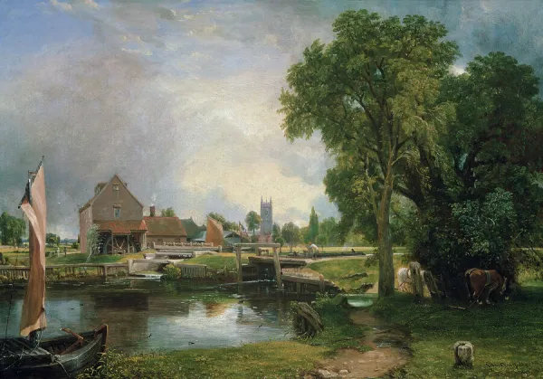 Dedham Lock and Mill, 1820 (oil on canvas)