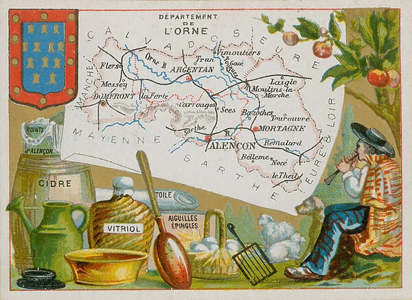Department of Orne in northwest France (chromolitho)